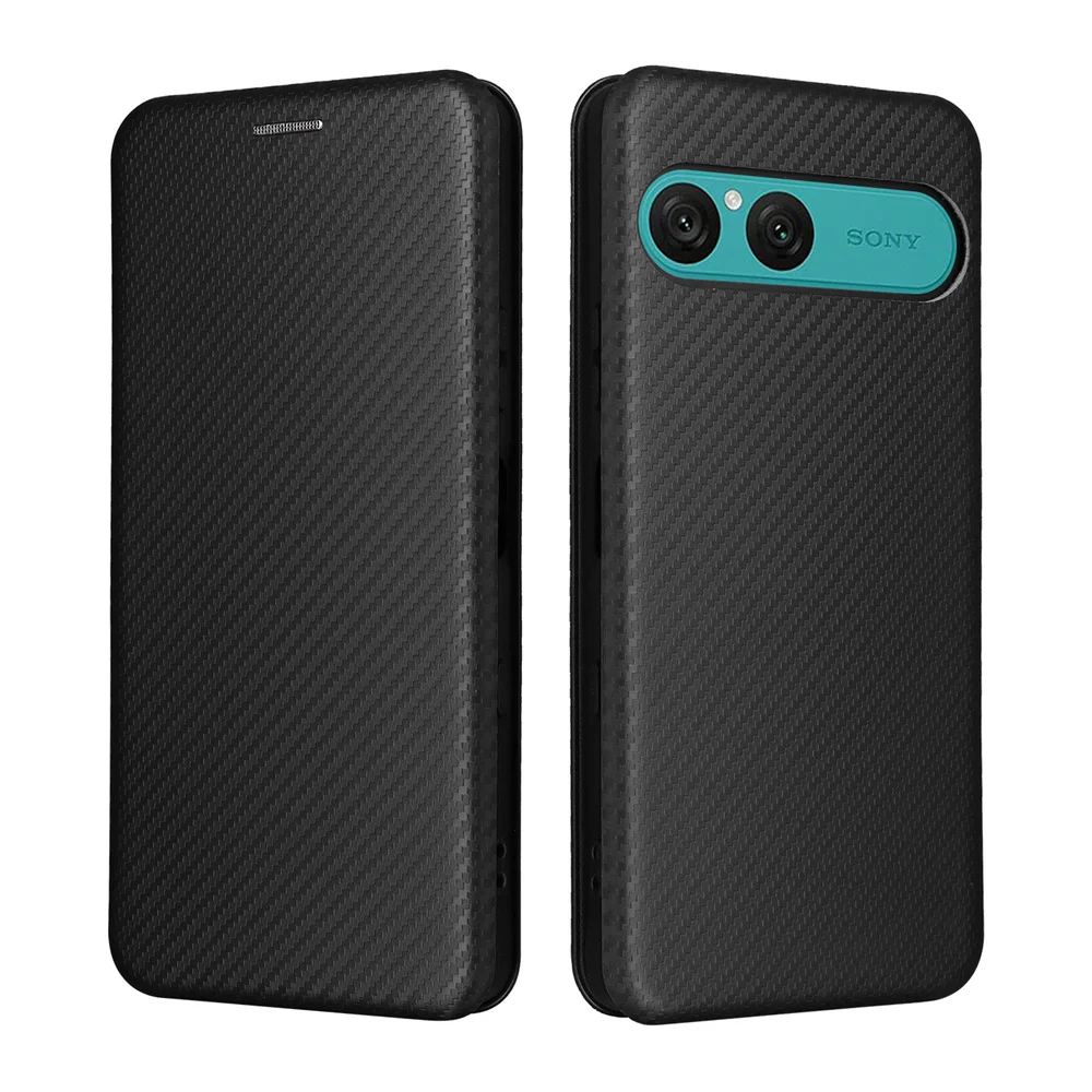 Etui na Sony Xperia 10 VII Luksusowe Etui z Klapką z Włókna Węglowego z Magnetycznym Mocowaniem do Sony10VII 10VII Pokrowiec na Telefon