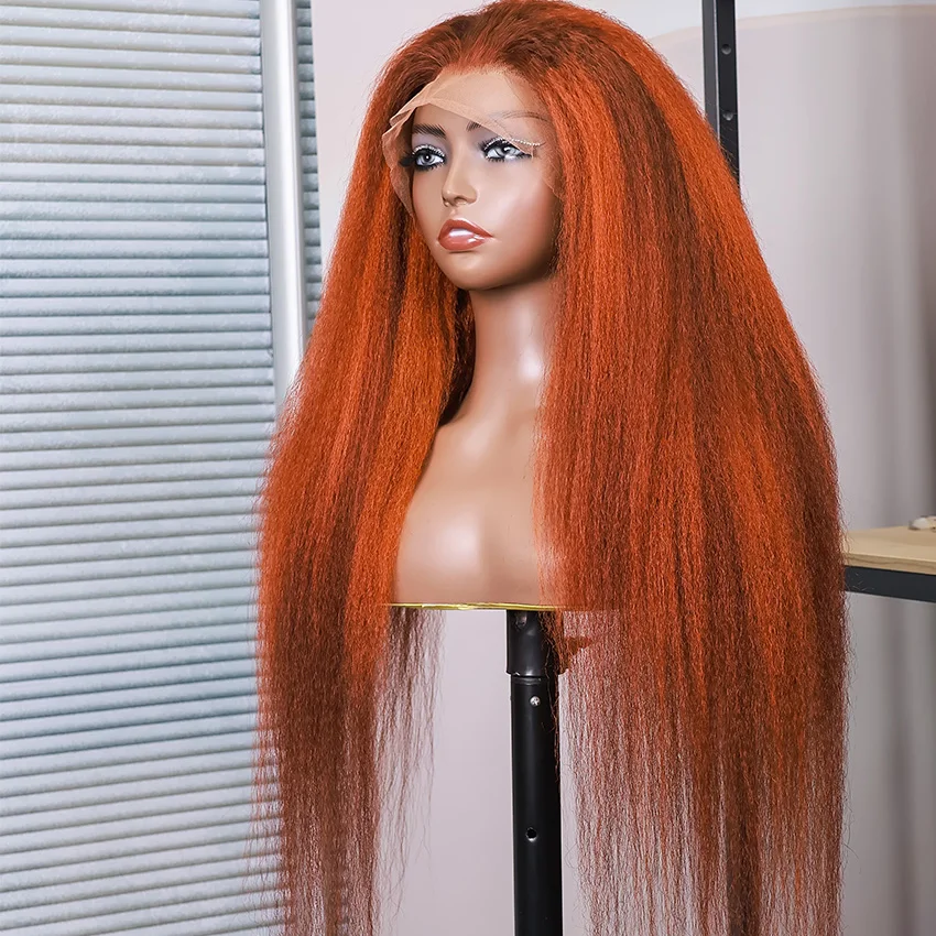 4/350 براون الزنجبيل البرتقالي غريب شعر طبيعي مفرود الباروكات 13x6 Hd الدانتيل الباروكة الأمامية 100% البرازيلي قبل قطعها خصلات الشعر المستعار 30 بوصة