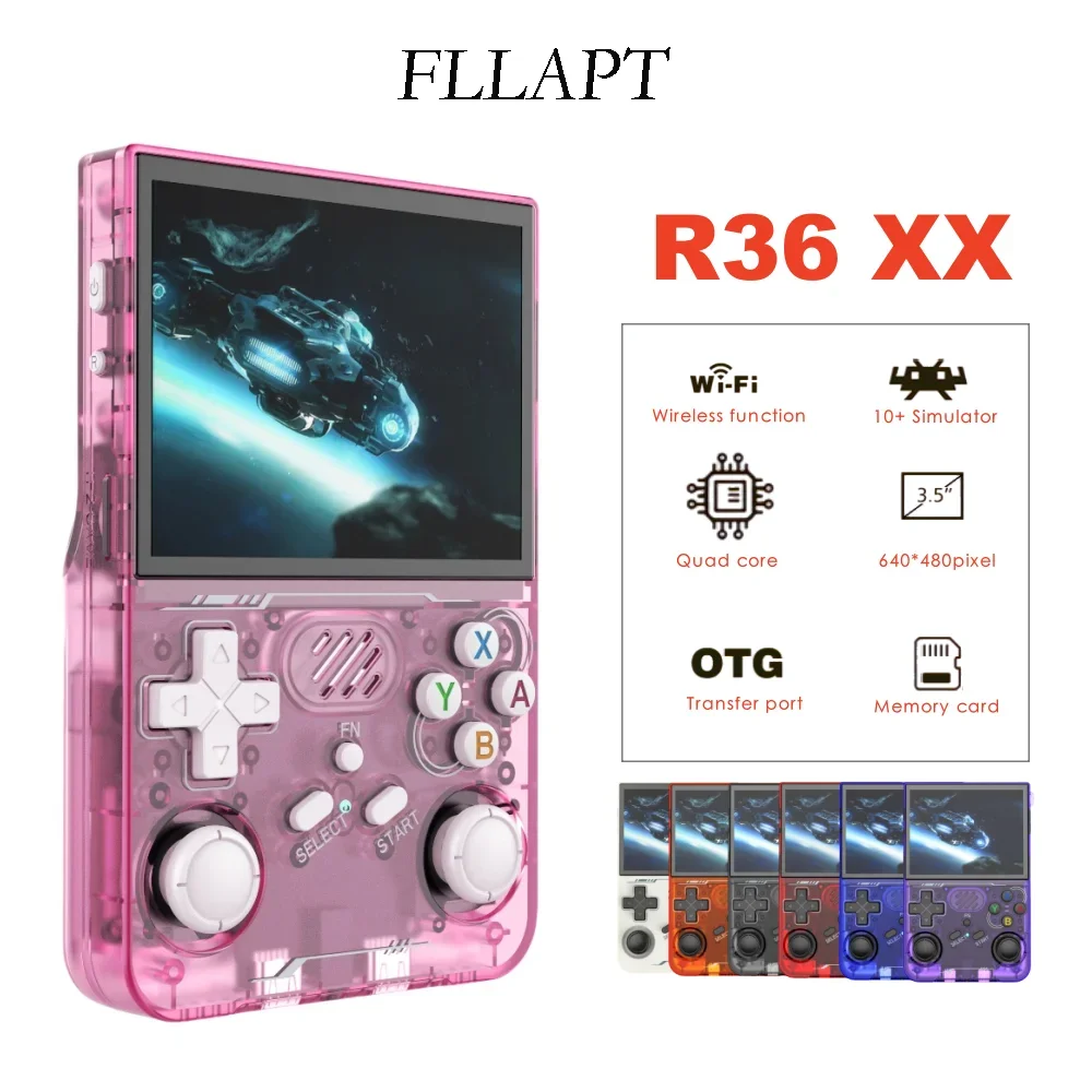 

Ручные консоли FLLAPT Видеоигры R36 XX 64 ГБ bult-in 15000+ игр 3,5-дюймовый IPS 640*480 Экран Ретро игровой плеер ﻿