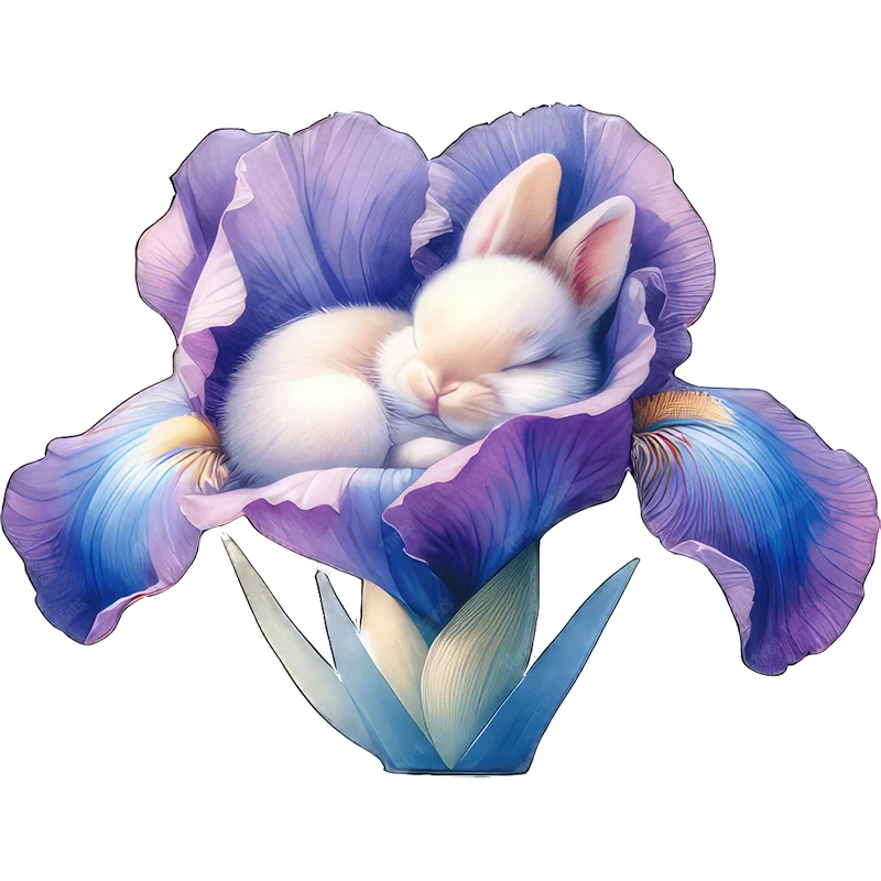 Three Ratels Cute sleeping little rabbit Cartoon Art wall stickers for home decoration car decals