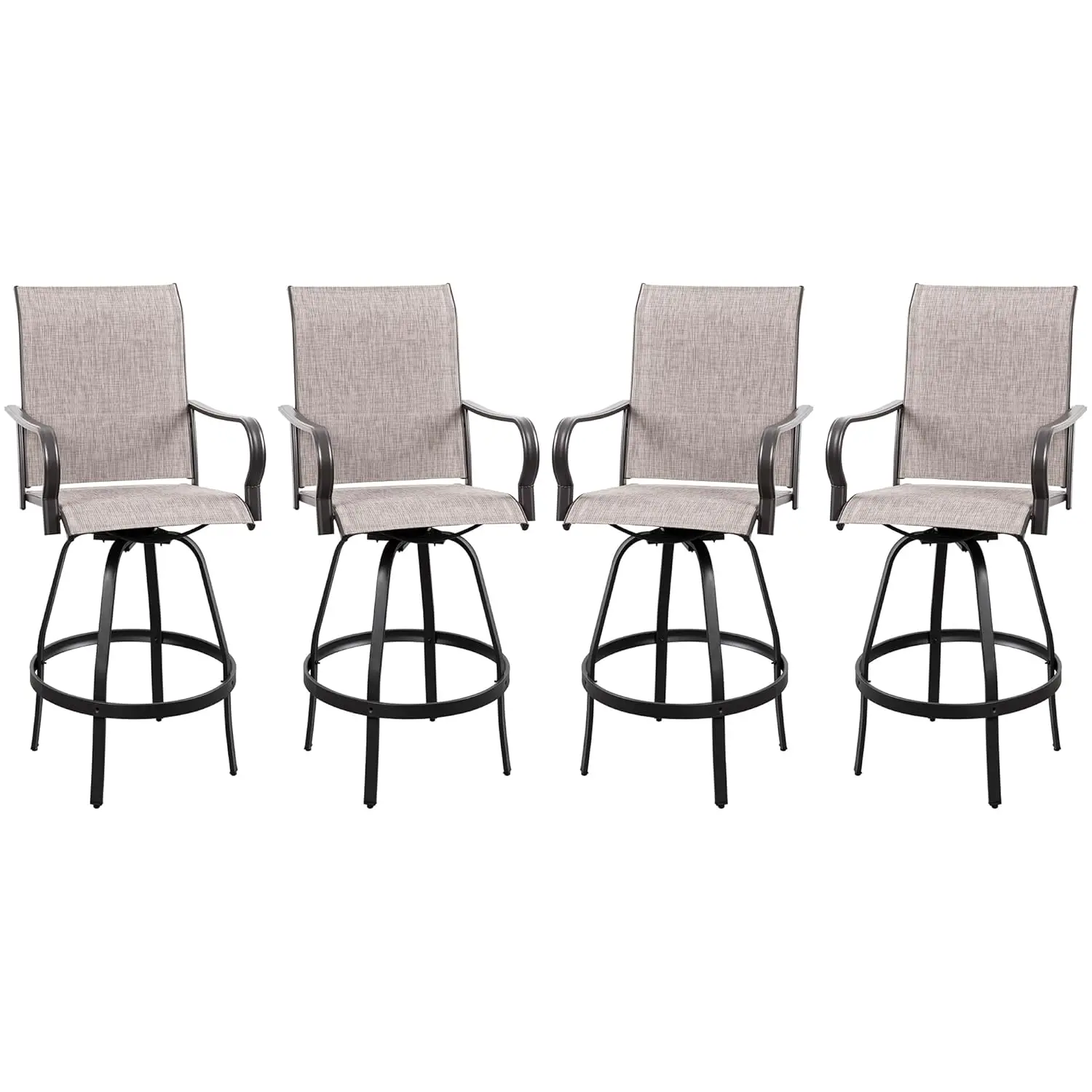 

4 Piece Patio Swivel Bar Chairs, All Weather Metal Textile High Swivel Bar Stools Chairs, Outdoor High Top Bistro, Customized