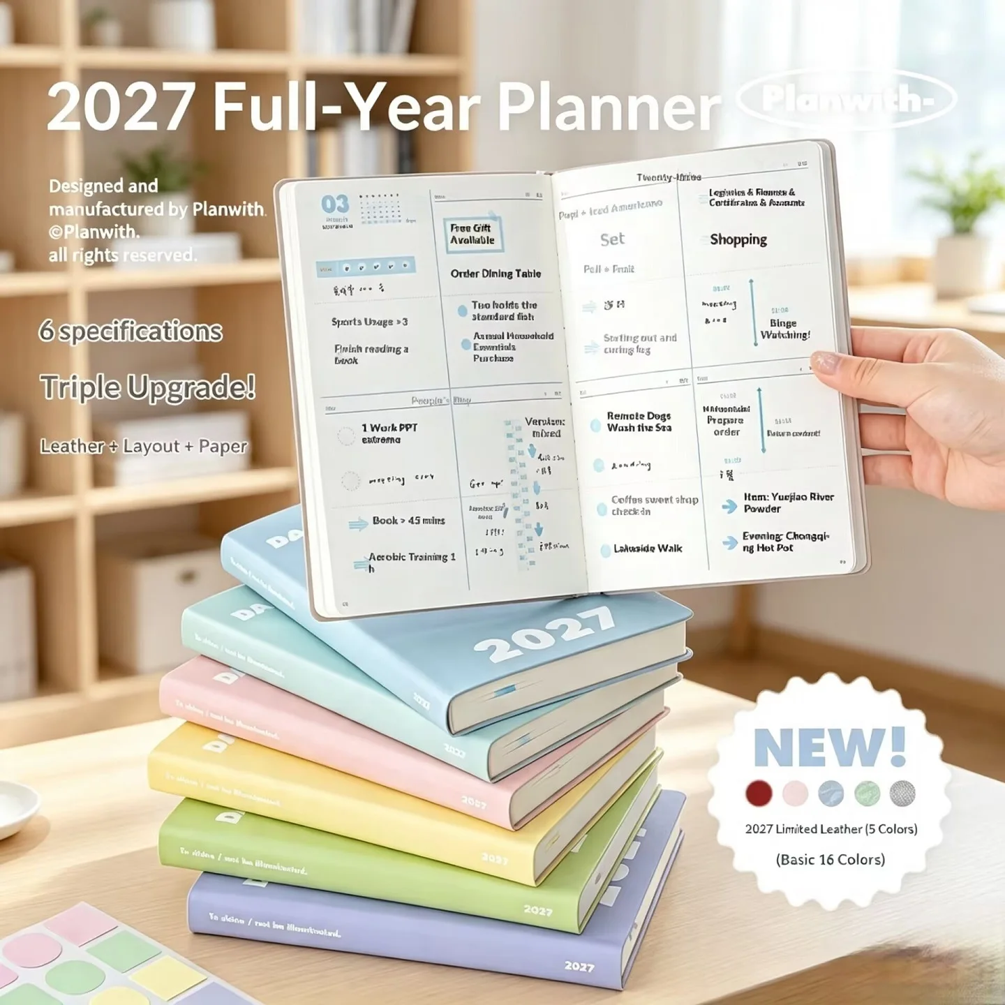 Planwith Agenda 2027 Annual Planner Day Plan Week Notebook Month Plan Kawaii Calendar Memo Schedule Book Efficiency Manual Check