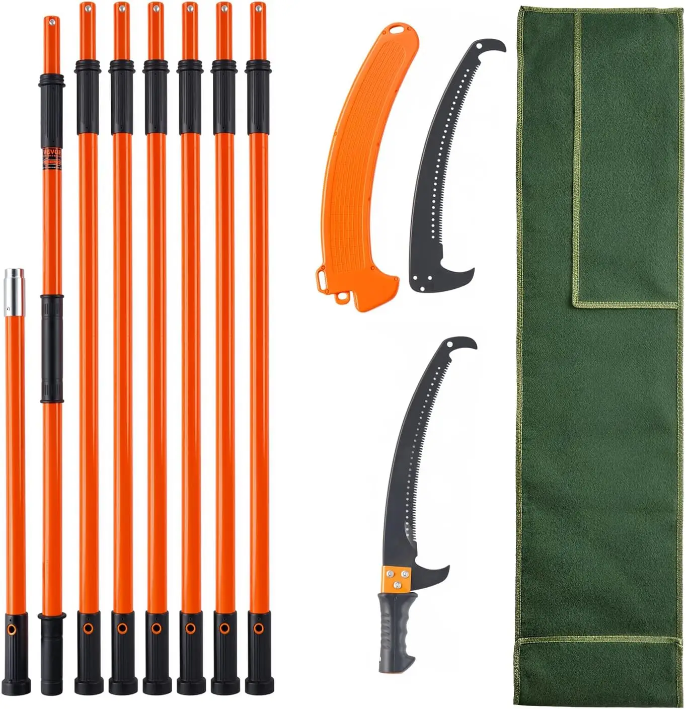 Manual Pole Saw, 7.3-27 ft Extendable Tree Pruner, Sharp Steel Blade High Branches Trimming, Manual Branch Trimmer with Lightwei