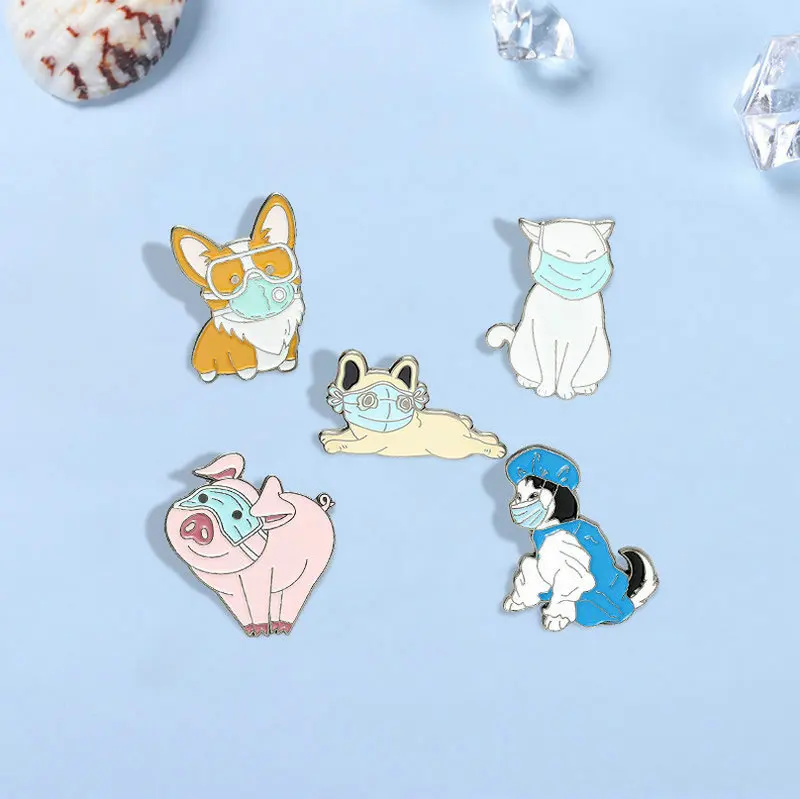 Life First Animal Enamel Pin Custom Cat Dog Pig Corgi Husky French Bulldog Brooches Bag Lapel Pin Cartoon Fun Badge Jewelry Gift