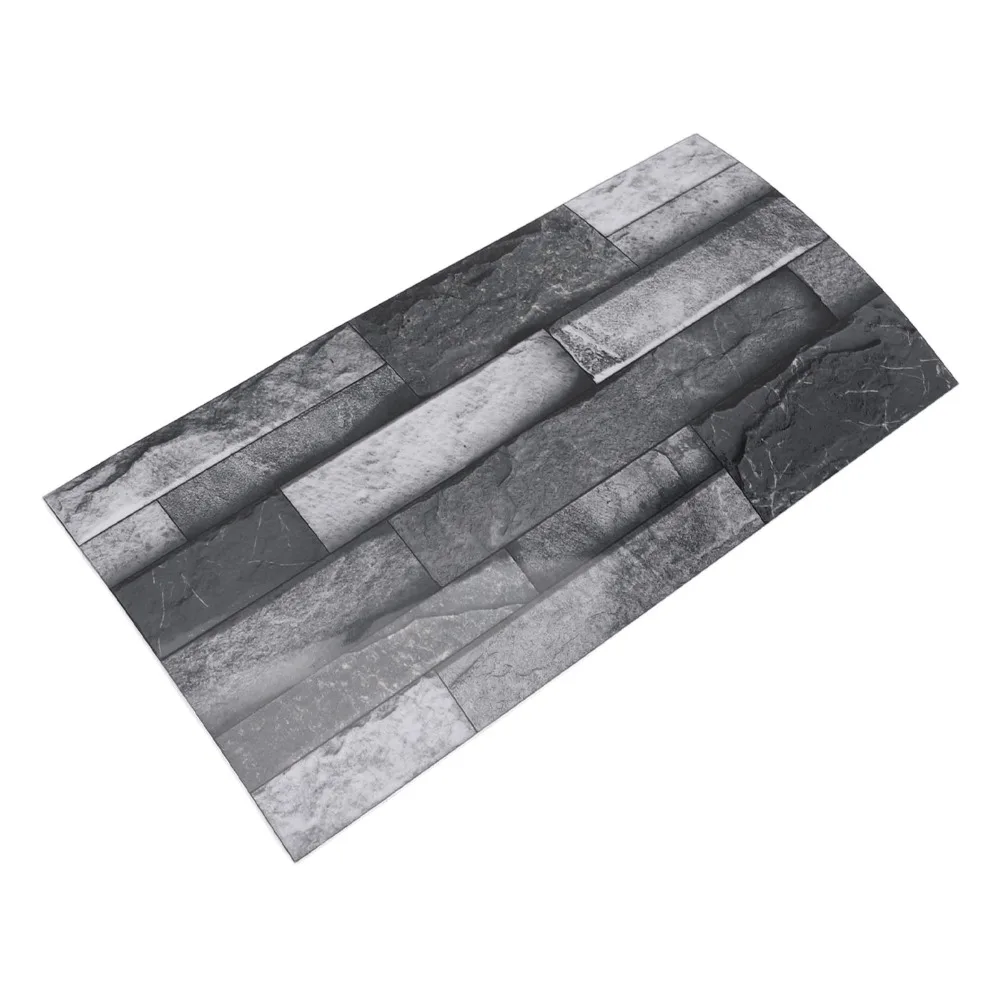 12pcs PVC Wall Sticker 15x30cm Self Adhesive Brick Effect Wallpaper Slab Marble Texture Removable Subway Wall Tile Sticker