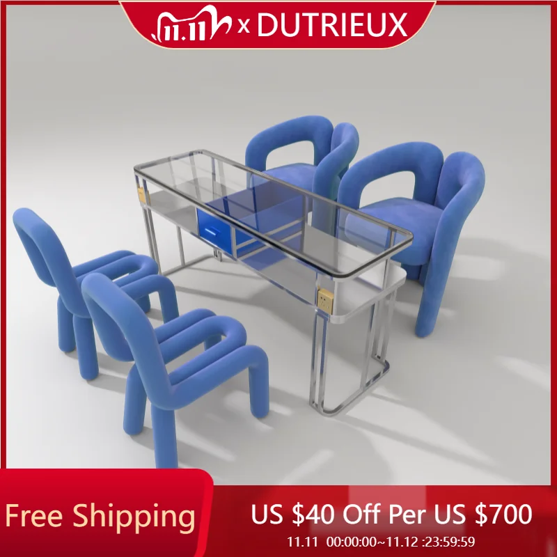 

Square Clear Nail Desk Reception Designer Makeup Minimalist Nail Desk High Quality Aesthetic Modern Glass Nageltisch Furniture