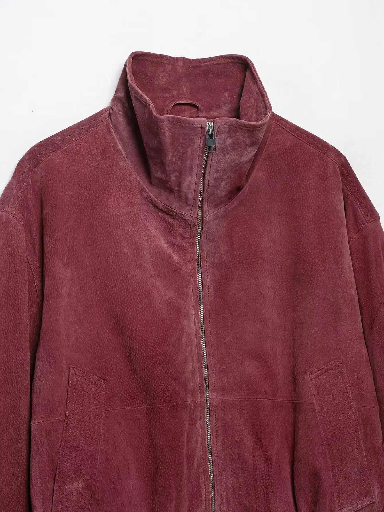Damen Vintage Kurze Herbst-Winter-Wildlederjacke, Damenmantel, Lockerer Stehkragen, Outfits, Mäntel, Streetwear, Oberbekleidung, Jacke für Frauen – Detail 4