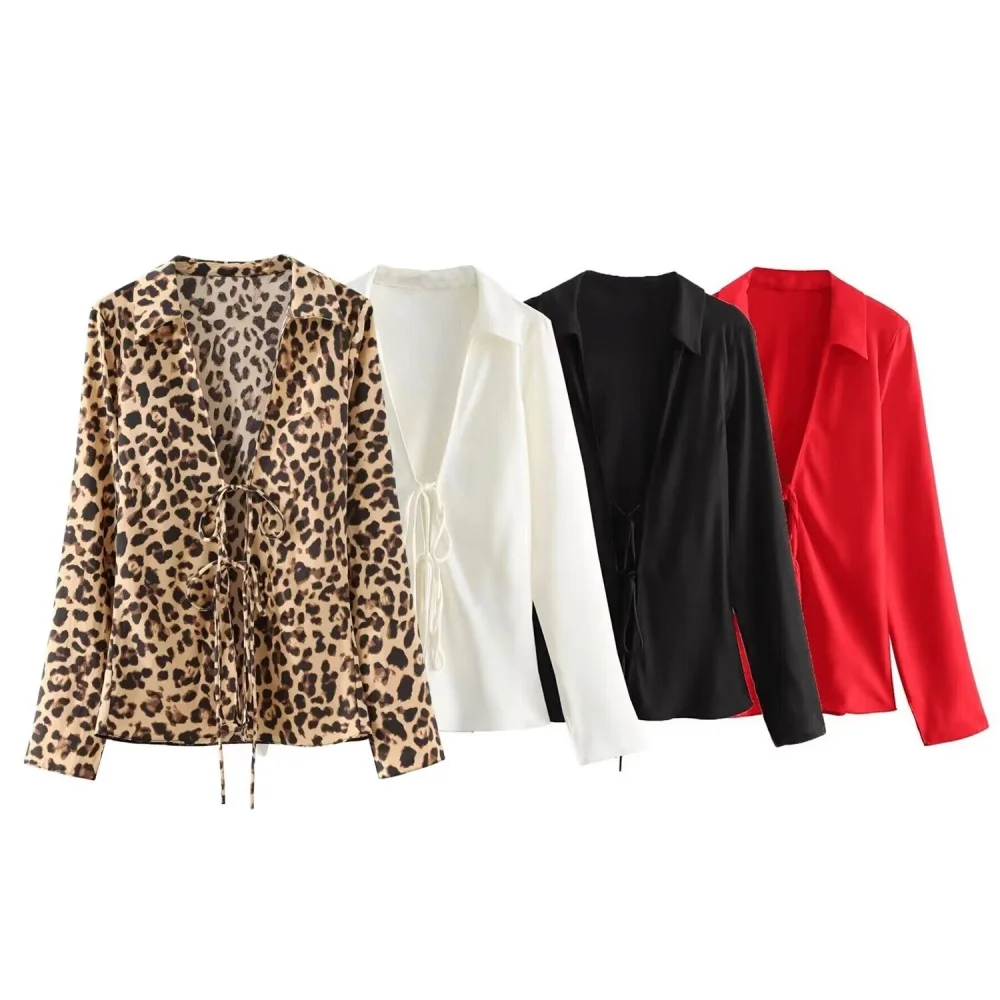 

UNIZERA Women's Bow Decoration Shirt Solid Color Collar Decoration Spring/Summer New Product Casual Women's Wear