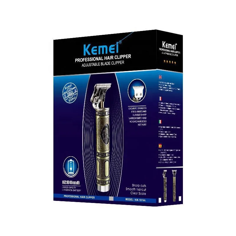 Kemei wiederauf ladbare elektrische Haars ch neider KM-1974A hochwertige Friseur Carving Trimmer Buddha Relief Haars chneide maschine Rasierer