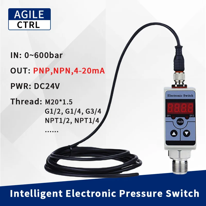 Industrial Electronic NPN PNP Pressure Switch Automatic Water Pump Pressure Controller Switches for Mechanical Hydraulic System