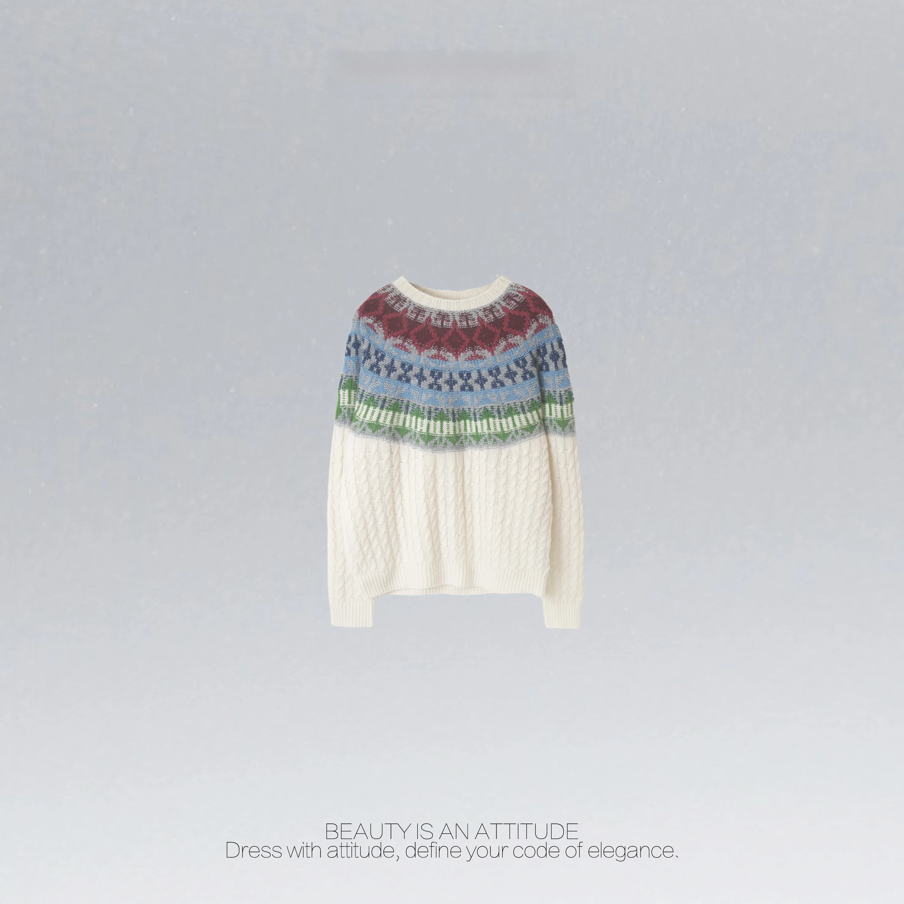 

Retro Fair Isle Knitted Wool Sweater Warm Anti-Aging 00 Wool Knitwear Loose Fit Thiened Spring Online Exclusive for Women