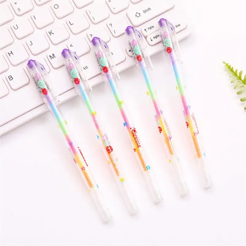 Highlighter Pen Solid Comfortable Grip Cute Design Quick Drying Ink Writing Fluently Stationery Gel Pen Durable Bright Colors