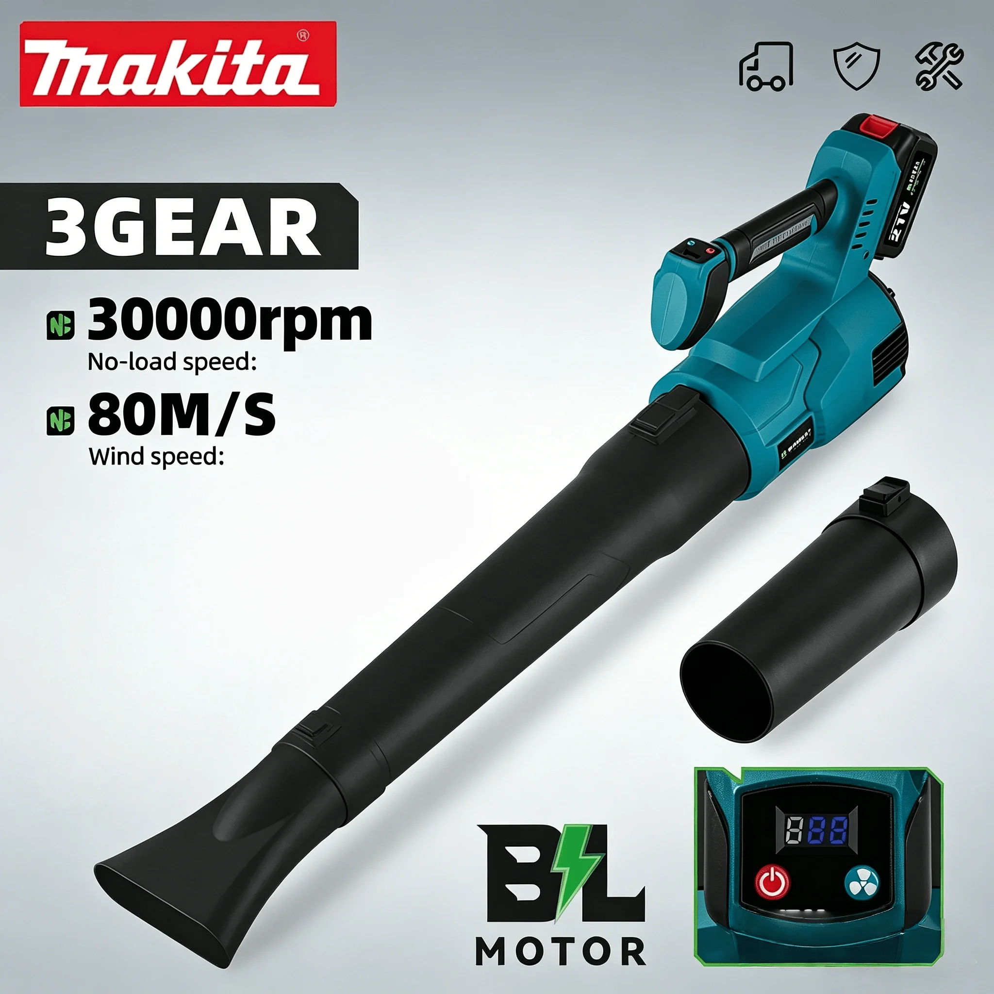 

Makita 18V Cordless Electric Air Blower, Handheld Efficient Leaf Snow Dust Blower, Portable Cleaning Power Tool