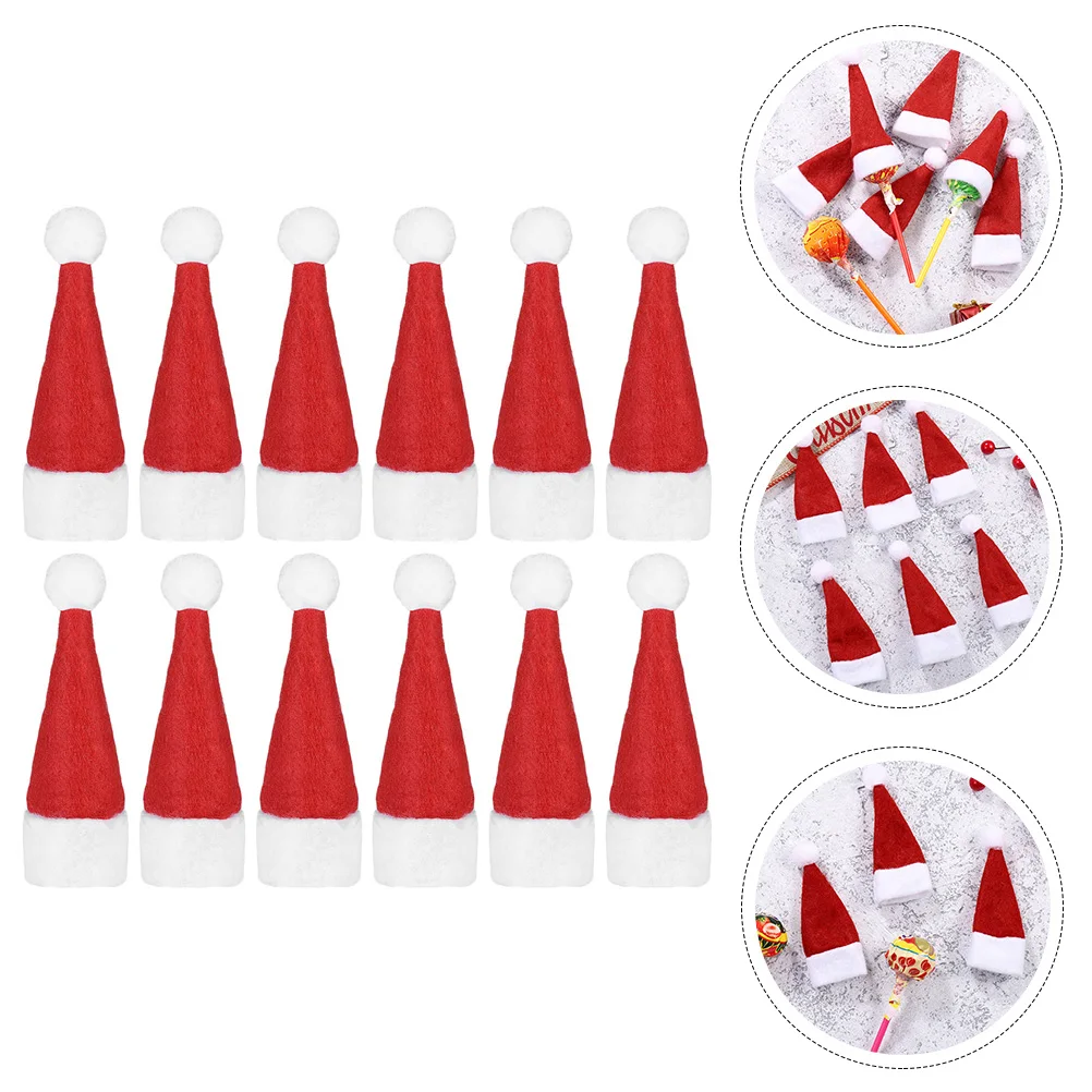 

36Pcs Mini Christmas Hat Candy Caps Lollipop Packaging Decorative Christmas Ornament Xmas Candy Caps Lollipop Hat