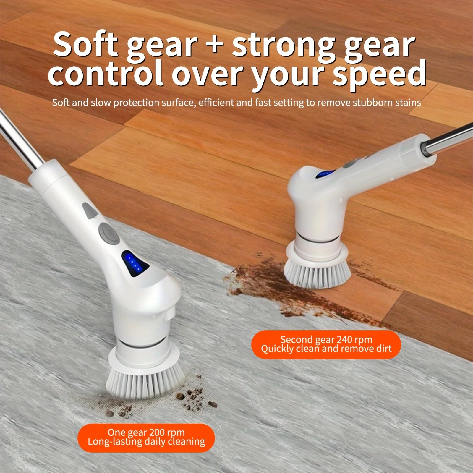 Electric Multi-Functional Cleaning Brush Extendable Rechargeable Handheld Power Scrubber for Kitchen Bathroom Glass