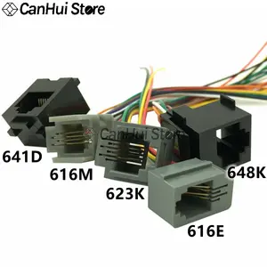 Bilashmart 5 RJ11 RJ12 RJ45 Telephone Female Socket Connector With Wire 4P4C 6P4C6C 8P8C Female Jack Connector 616E 623K 616M 641D 648K