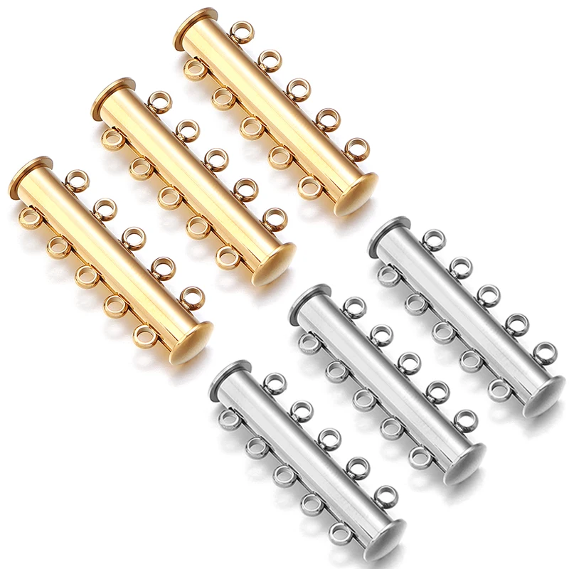 2/3/4/5 Rows Stainless Steel Magnetic Clasps for Jewelry Makng Slide Clasps Bracelet Closure Necklace Jewelry Clasp Wholesale
