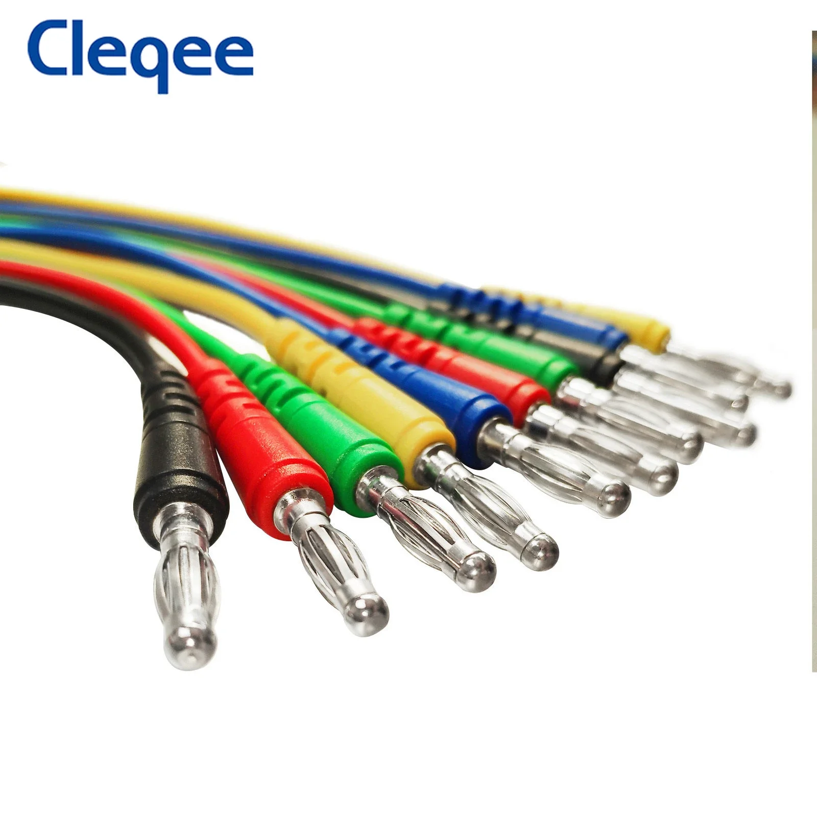 Cleqee P1042 5pcs 4mm Banana Plug to Alligator Clip Multimeter Test Leads Red Copper Crocodile Clamp 100cm Electrical Cable