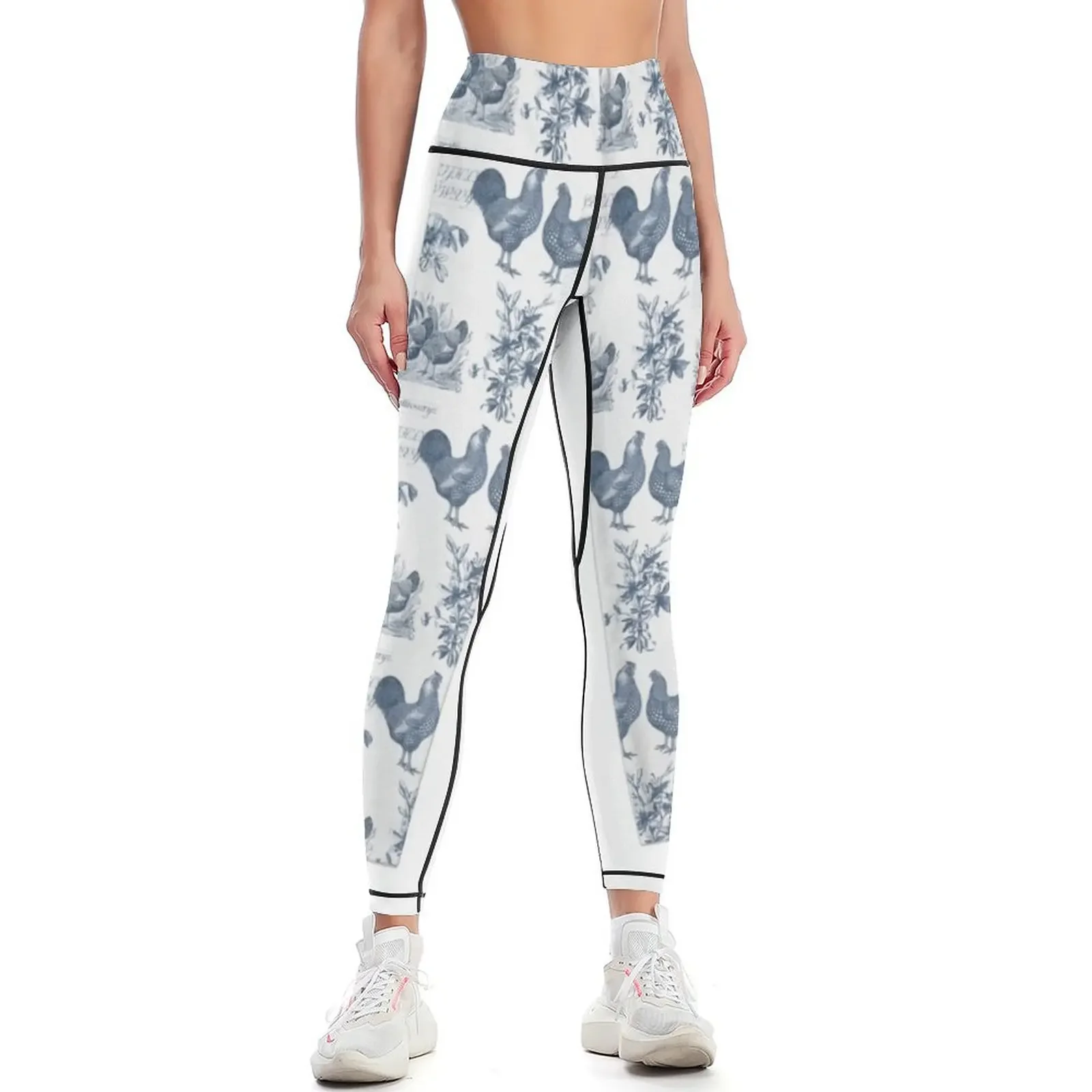 

Wyandotte Chickens Vintage Toile Leggings leggins push up woman active wear Leginsy push up Women's push up Womens Leggings