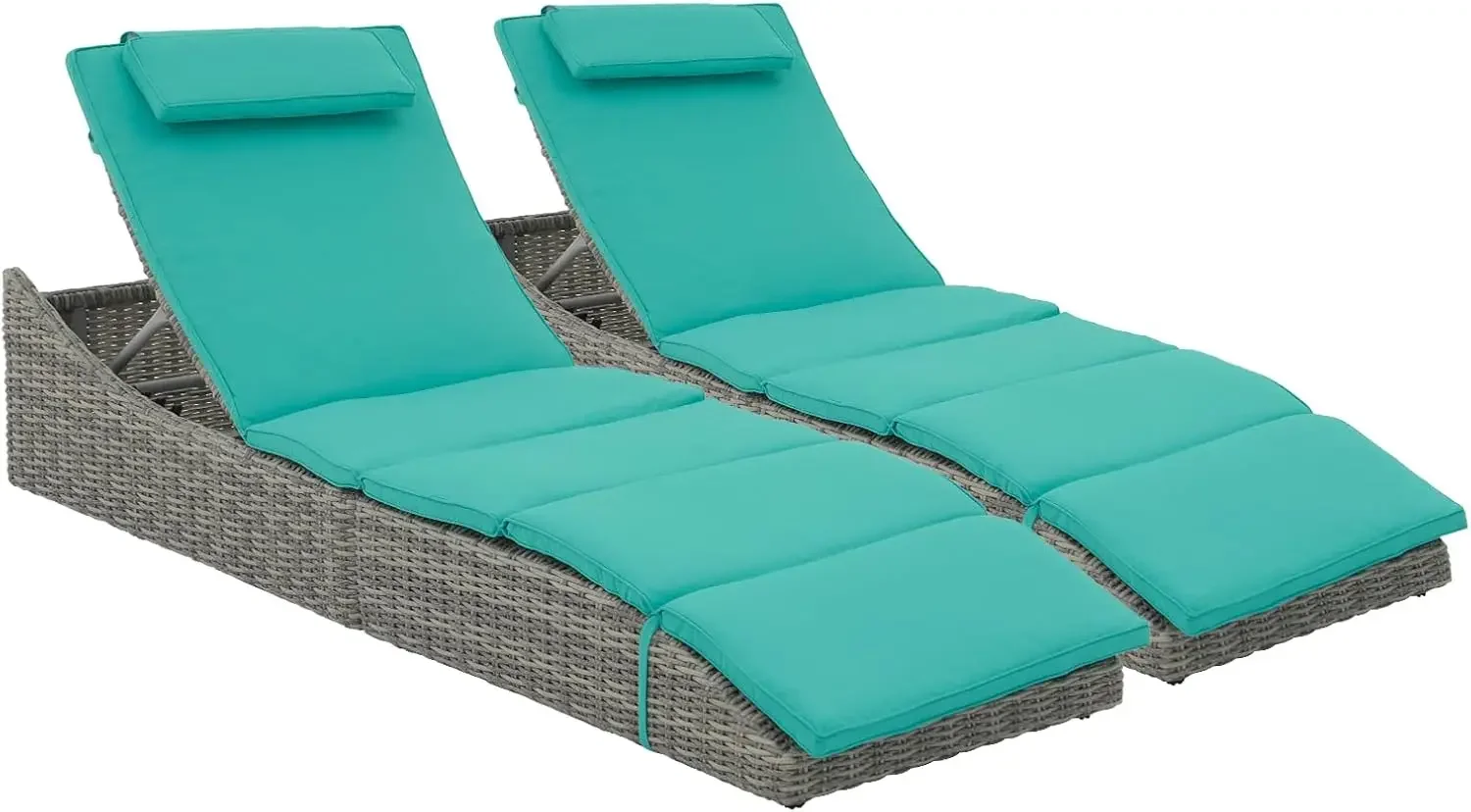 Folding Pool Lounge Chair Set of 2 Outdoor Adjustable Chaise Lounge Chair, Fully Assembled