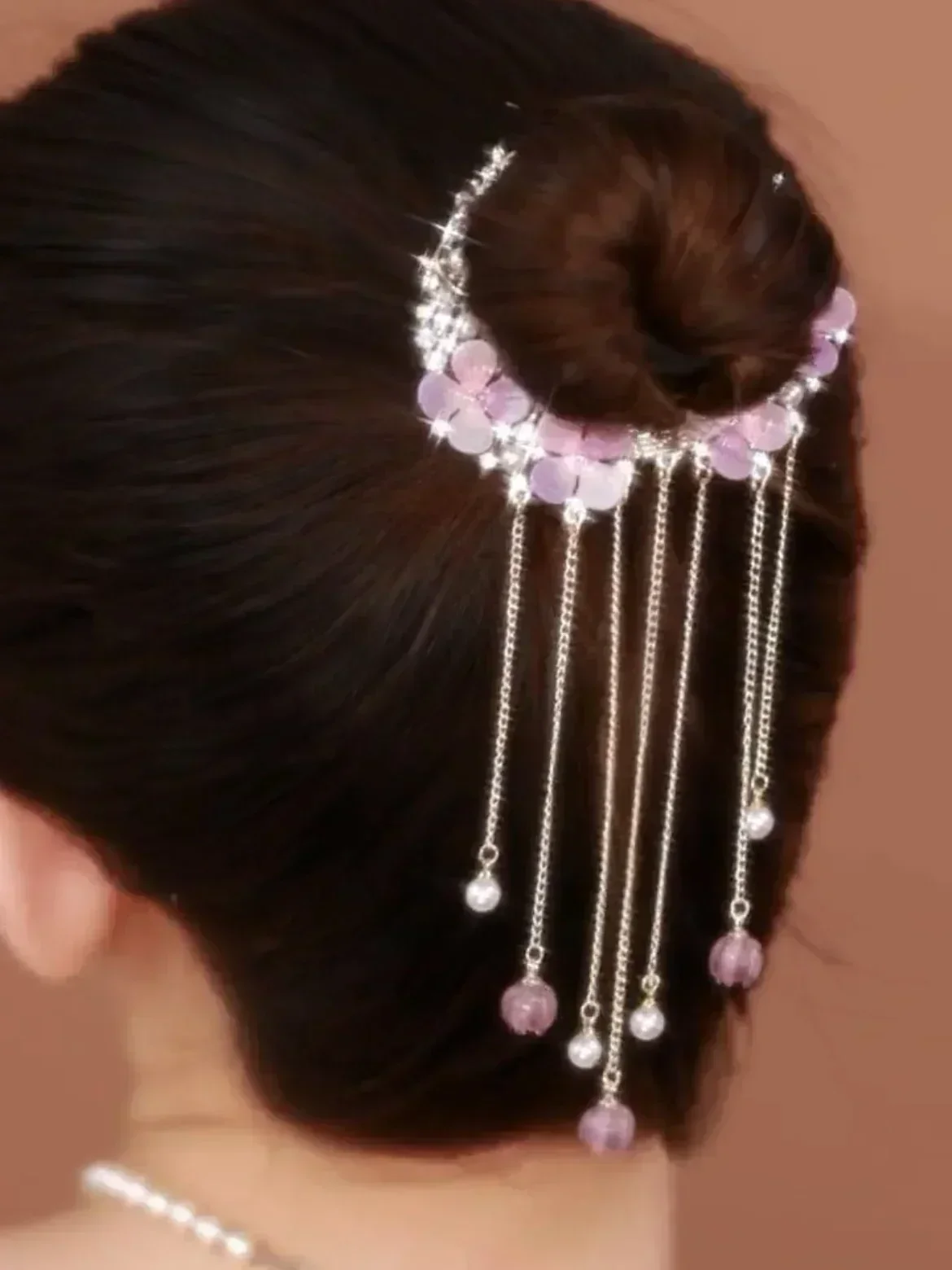 Elegant Tassel Hair Claw Rhinestone Pearl Hair Clip Women Barrette Girl Ponytail Holder Hairpins Fringe Jewelry Hair Accessories