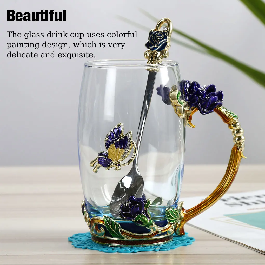 

Colorful Painting Glass Cup Reusable Multi-purpose Home Drink Tea Mug