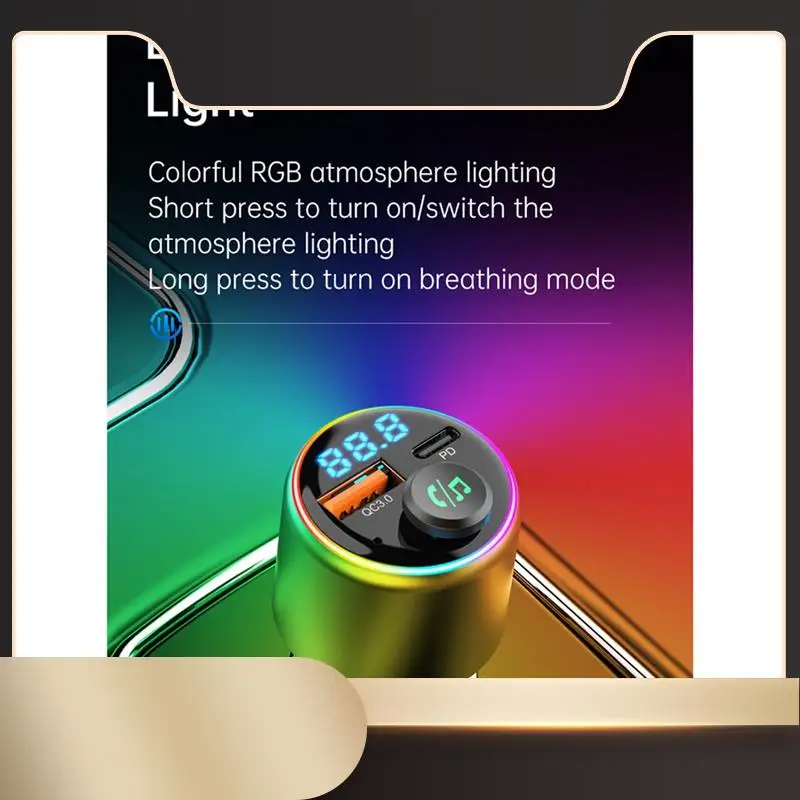 

BC89 Автомобильная быстрая зарядка 5,3 Bluetooth MP3-плеер FM-передатчик QC18W Зарядное устройство PD30W Translucent-N36R