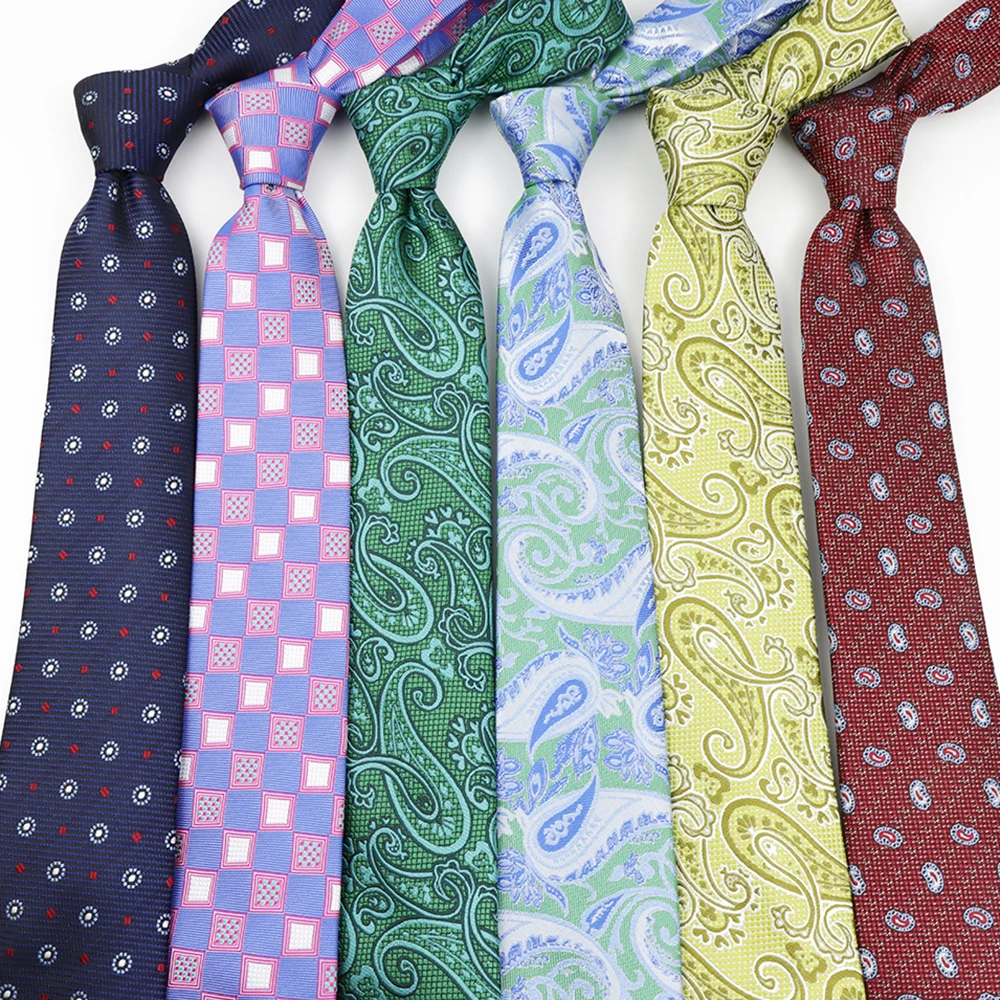 Corbata de 8 cm con Diseño Paisley y Cuadros para Hombre, en Verde, Azul, Rojo y Negro, Estilo Clásico para Caballeros, Accesorio para Camisa de Boda o Negocios, Regalo
