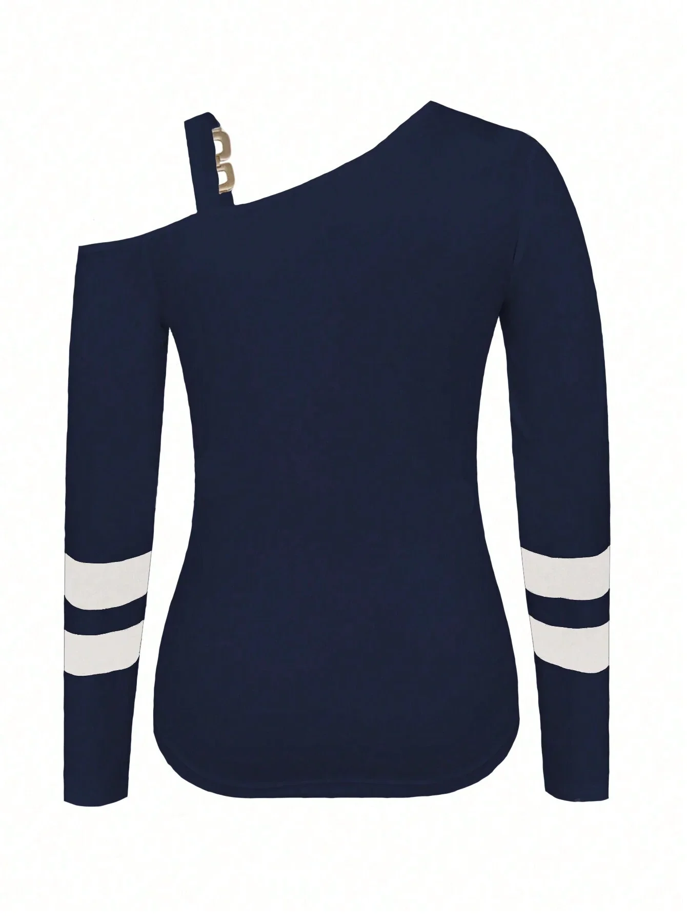 تي شيرت نسائي بياقة غير متماثلة وطباعة مرساة وأكمام طويلة تي شيرت جرافيك تي شيرت نسائي لملابس الربيع