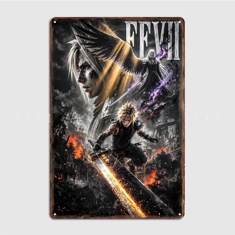 Final Fantasy VII Remake Poster Metal Sign Custom Bar Room Decoration Bedroom Indoor Decor Home Wall Decor Posters