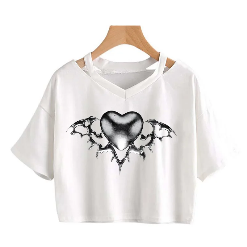 

Punk Gothic T-shirt vintage solid color street dress women's T-shirt Korean Harajuku shirt hip-hop