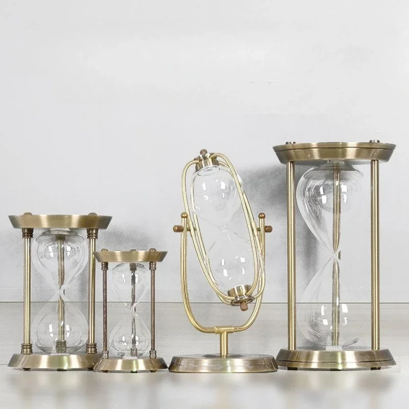 Metal Self-installed Sand Hourglass Sand Timer Hour Glass Desktop Ornament Creative Advanced Sense Retro Hourglass Timer