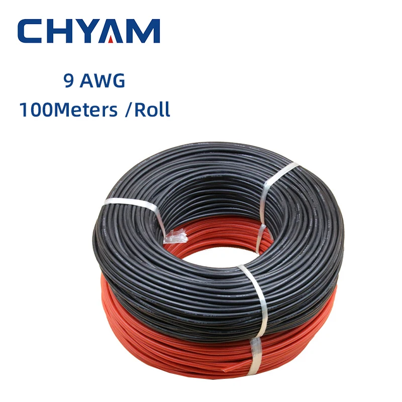 100Meters/Roll 9AWG 6mm2 Soft Silicone Wire Red/Black Heat-resistant Cable Electrical Wiring Connector 1200/0.08TS