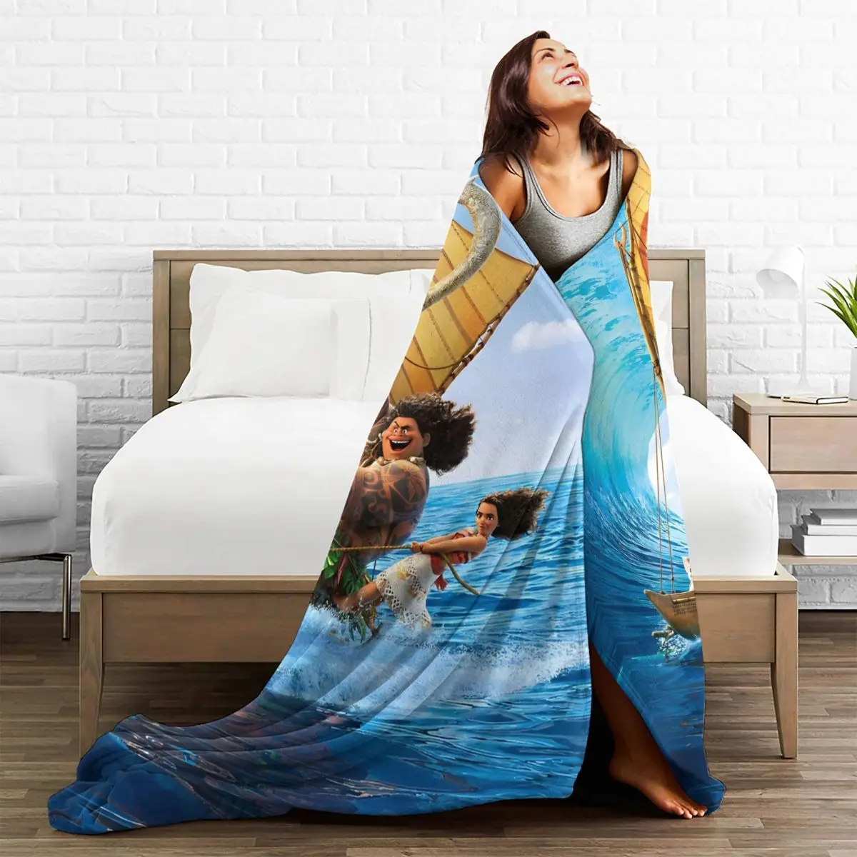 Moana Maui Anime Cartoon Blanket 3D Printing Travel Flannel Throw Blanket For Couch Chair Sofa Bed Super Soft Bedspread Gift