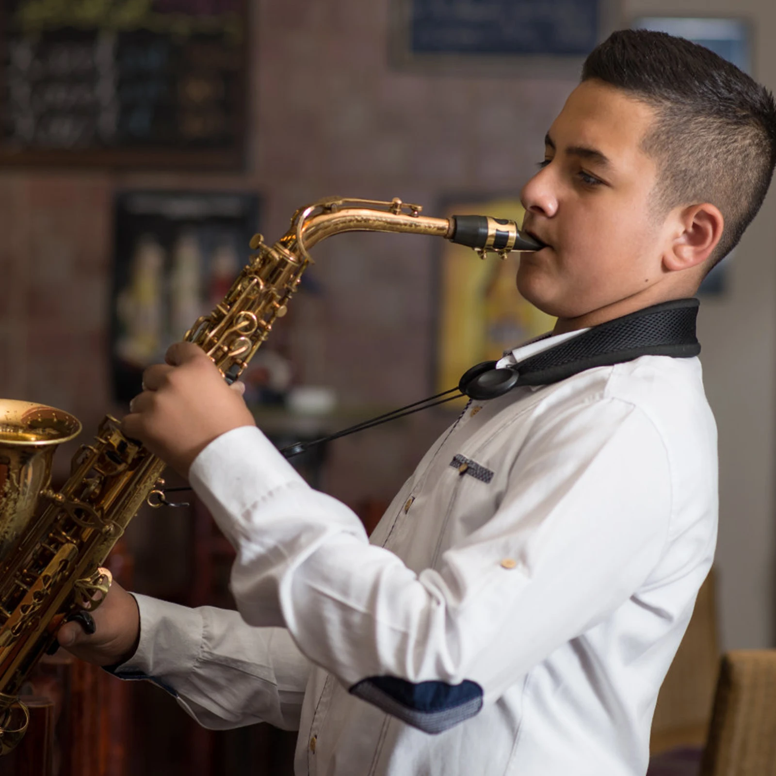 

Saxophone Strap Neck Hanging for Alto Tenor Thicken Harness Accessory Suede Shoulder