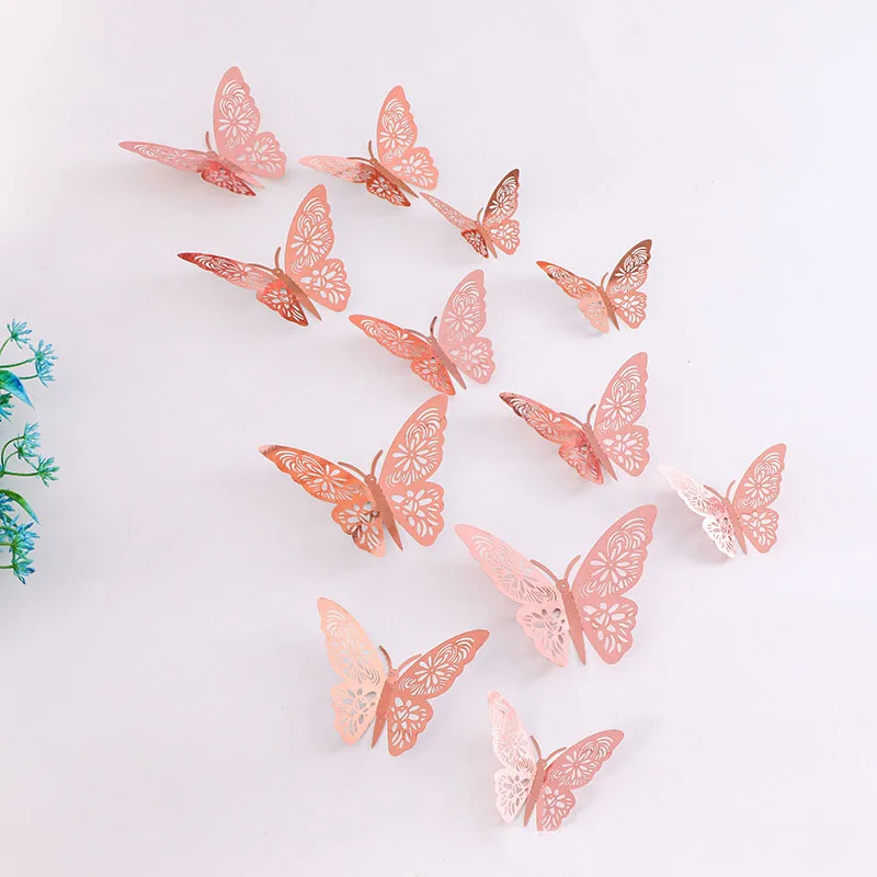 

12Pcs Fashion 3D Hollow Butterfly Creative Wall Sticker For DIY Wall Stickers Modern Wall Art Home Decorations DIY Gift