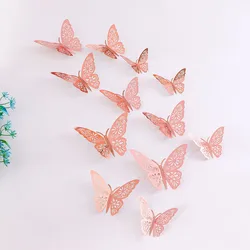12Pcs Fashion 3D Hollow Butterfly Creative Wall Sticker For DIY Wall Stickers Modern Wall Art Home Decorations DIY Gift