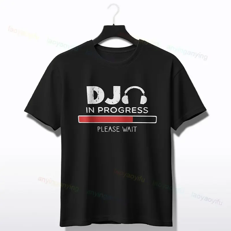 DJ In Progress Loading Bar Graphic Tee Cotton Crew Neck Short Sleeve T-Shirt for Men