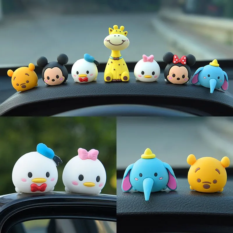 Disney Car Interior Mini Doll Ornamento, Mickey, Minnie, Pato Donald, Winnie, Urso, Auto Center, Decoração console, Acessórios, 6pcs