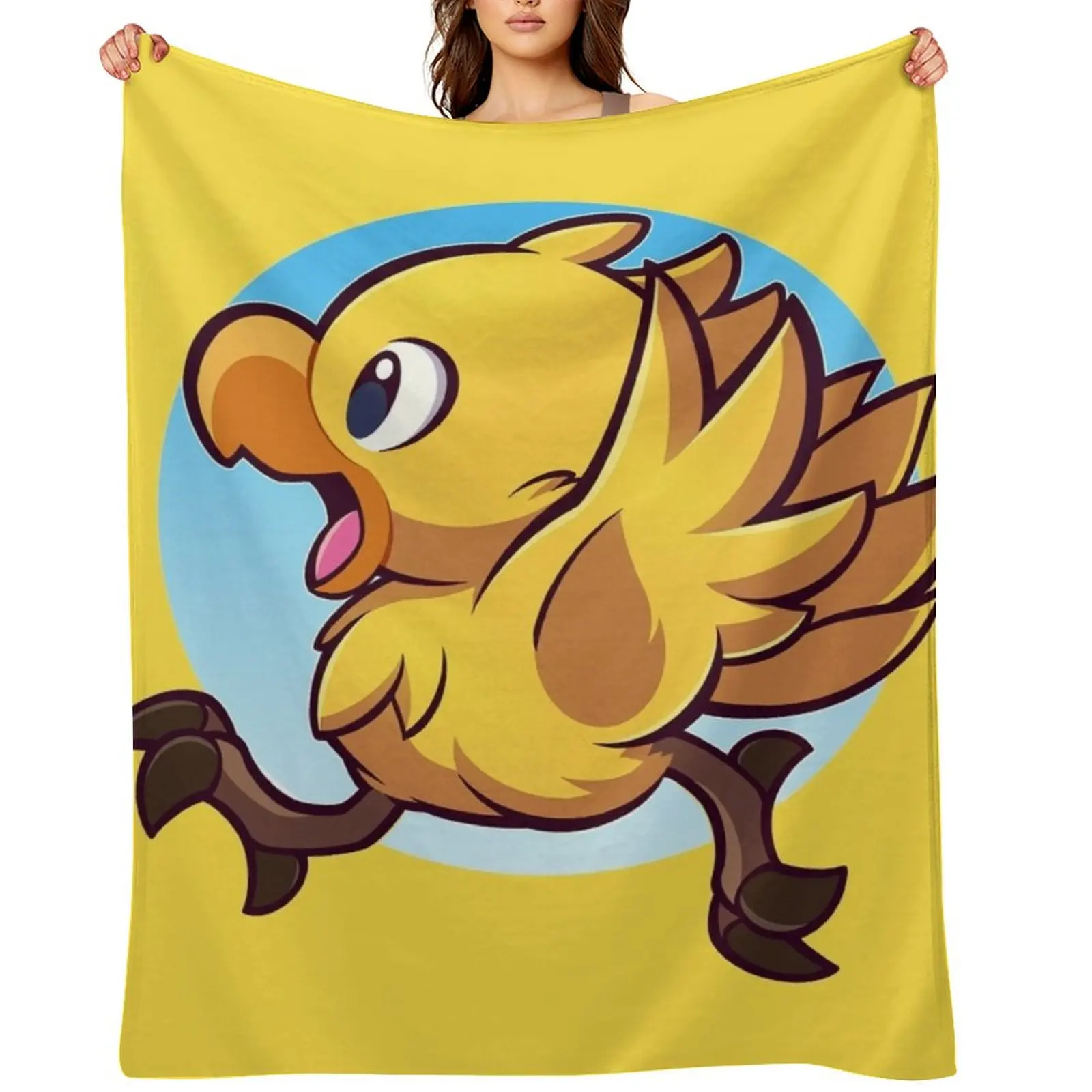 

Chocobo Yellow Bird Adventure Throw Blanket christmas gifts halloween Cute Furry Blankets