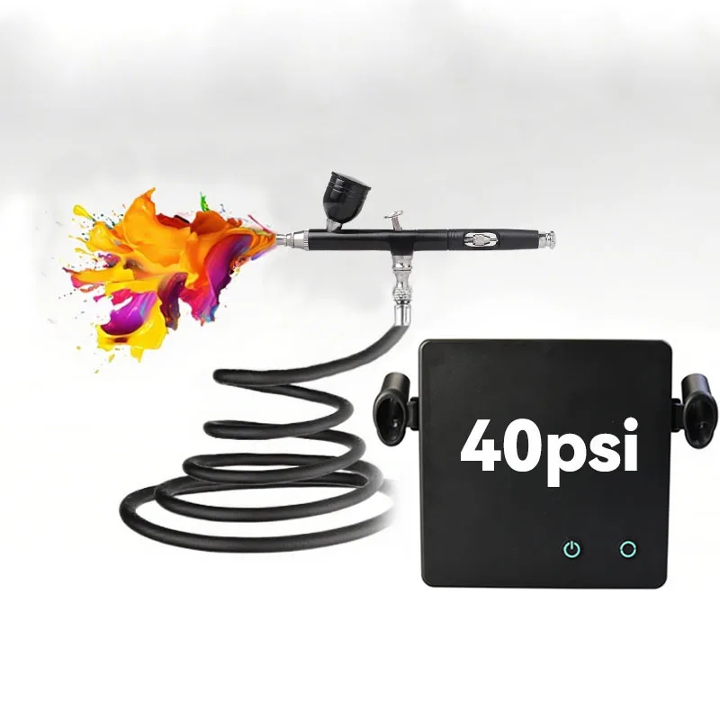 Compressor airbrush kit accessories for tattoo makeup, manicure paint, with 40psi automatic stop compressor kit