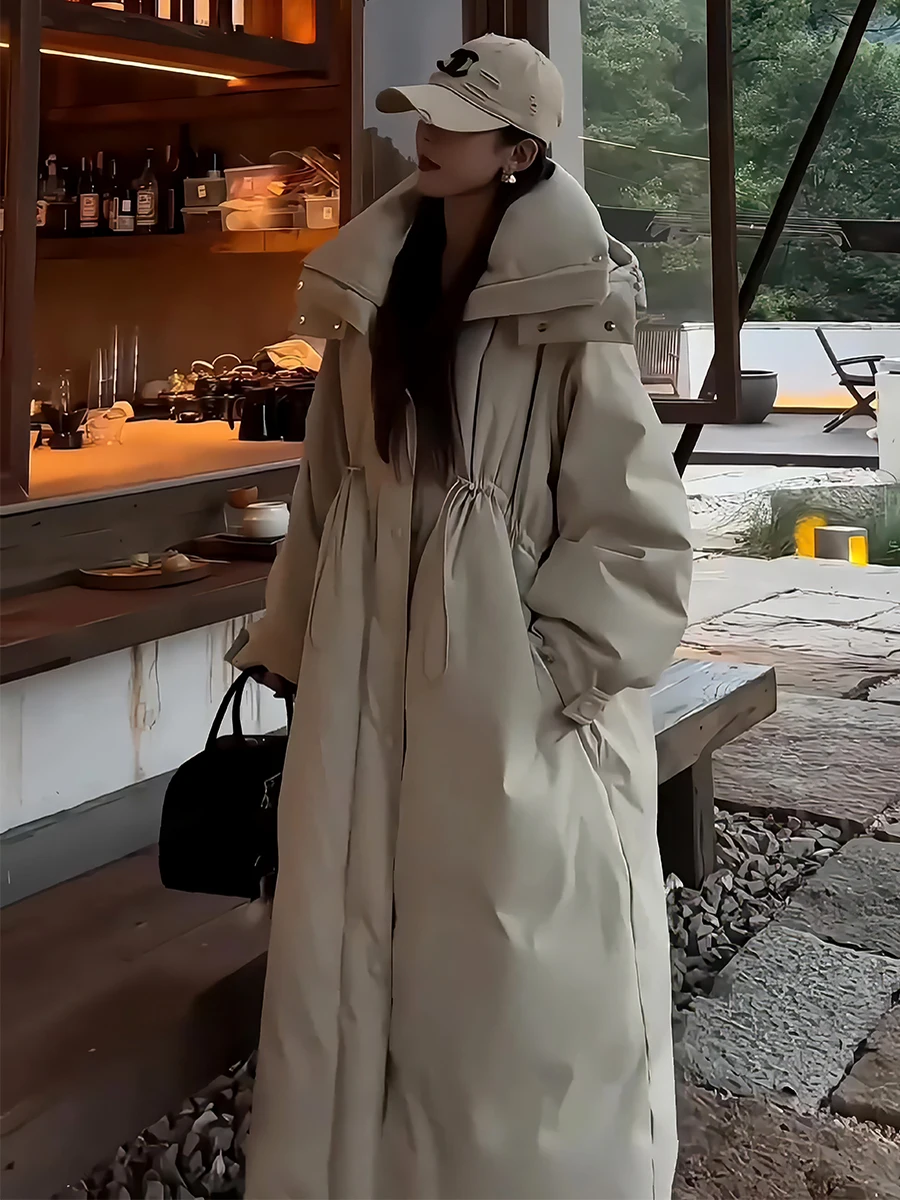 

Winter Thiened Ultra Cold Resistant Long Hooded down Jaet Women's White Coat Commute Sle Du Feather Filled Outerwear