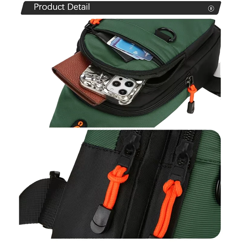 Men Outdoor Sling Chest Bag, Large Capacity One Shoulder Crossbody Pack, Trendy Waterproof Casual Daypack for Hiking gallery 4