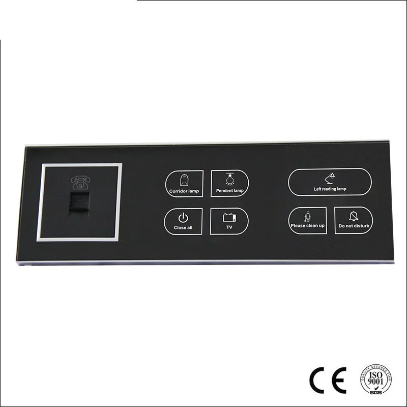 

OEM Wall Touch Key Button 3/4 Gang Hotel Wall Switch CE Approved With Teleohone RJ11 Port