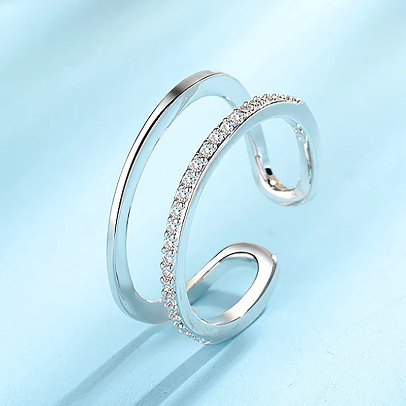 

Регулируемые обручальные кольца из стерлингового серебра 925 пробы с цирконием для женщин, элегантные свадебные украшения, женские аксессуары, подарки R759