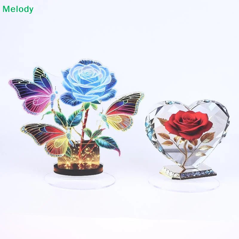 1pcs Acrylic Bohemian Heart Shaped Sculpture Ornament Elegant Desktop Decora For Home Or Office