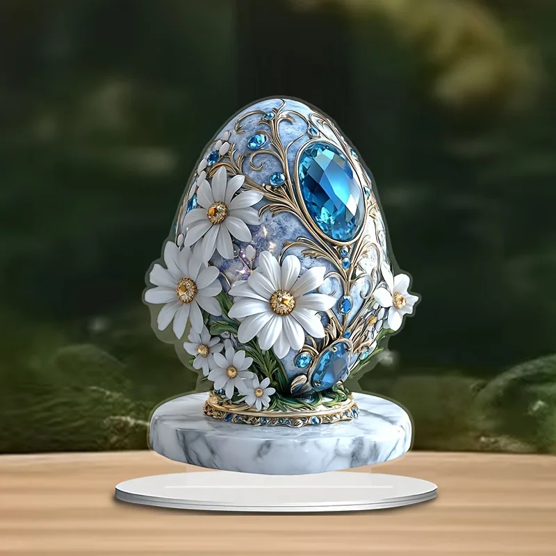 Creative Blue Flower Easter Egg Home Living Room Foyer Bedroom Desktop Decoration Atmosphere Decoration Gift Giving