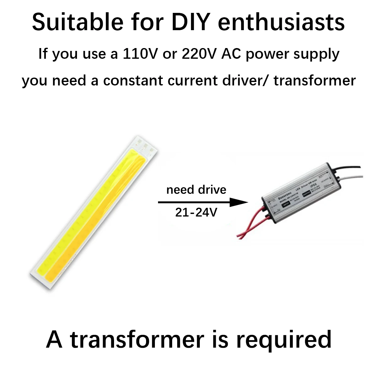 82x12 มม.COB LED Bar Light Strip 82 มม.เย็นสีขาว 24V 7W หลอดไฟ LED 82 มม.ชิป On Board แหล่งกําเนิดแสงสําหรับ Auto โคมไฟ
