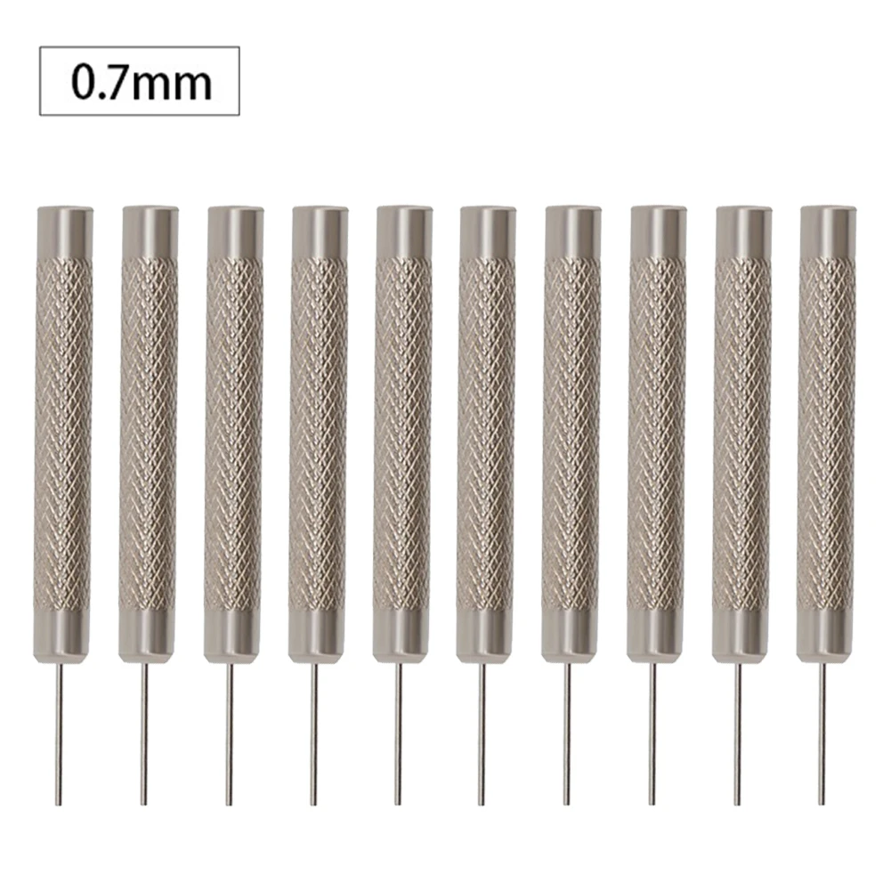 10pcs 0.7mm/0.8mm/0.9mm/1.0mm Iron Pin Punch Set Metal Watch Band Repair Tools For Removing Adjusting Assembling Hand Tool