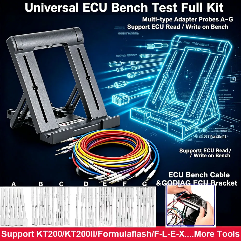 ECU Bench Cable with GODIAG ECU Bracket For KT200II for FormulaFlash 42pcs Pins ECU Connector for KT200 ECU Connect Cable
